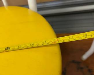 RARE - Vintage Telescope Folding Furniture Co. - Bistro Chairs. White metal base and yellow vinyl seat cushions. $60 Each 