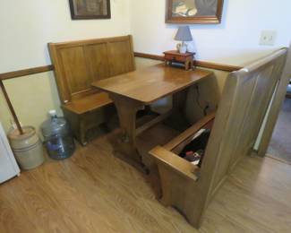 Lot 38. Cafe-style table and 2 benches