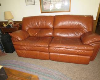 Lot 13. Zero clearance double reclining leather sofa plus $50 for you