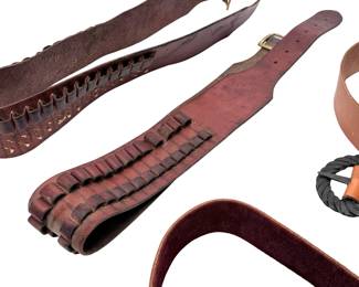 Lot of 4 Leather Ammo/Holster Belt lot