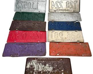 11pc 1930s/1950s/1960s Illinois Licenses Plate Lot Metal