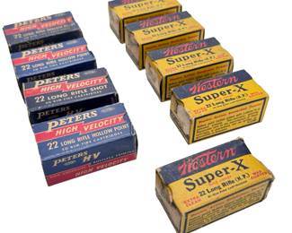 Western Super-X & Peters 22 Long Rifle Ammunition 9 Vintage Collectable Boxes