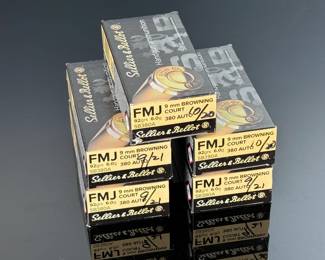 Lot of 5 Sellier & Bellot Ammunition 9mm Browning Court .380 Auto 92 Grains FMJ Ammo SB380A 250 Rounds