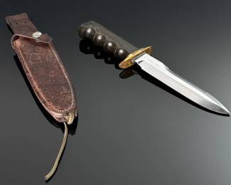 Vintage Randall Model 16 Special Fighter Knife with Sheath Sawbuck Sawteeth Blade Fighting