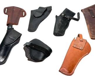 Lot of 7 Vintage Leather Revolver/Pistol Holsters