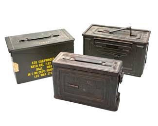 Lot of 3 Vintage US Military Ammunition Boxes Ammo Box Lot