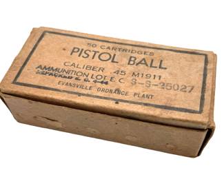 Vintage WW2 Cal .45 ACP Repack Evansville Ordnance Plant (Chrysler) Ammo