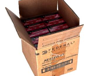 200 Rounds 224 Valkyrie Ammunition Federal American Eagle Ammo 75 Gr FMJ