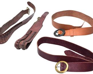 Lot of 4 Leather Ammo/Holster Belt lot