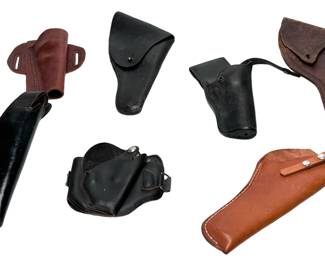Lot of 7 Vintage Leather Revolver/Pistol Holsters