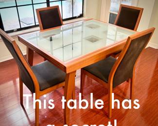 Scandinavian-style glass table & 4 chairs