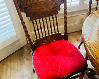 Set of 4 oak press back chairs