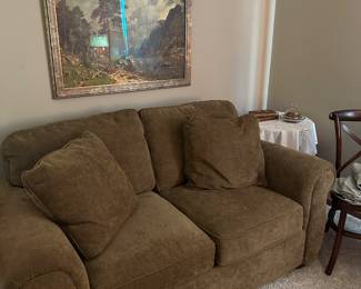 Bauhaus loveseat, framed art