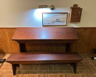 Antique table/desk and bench