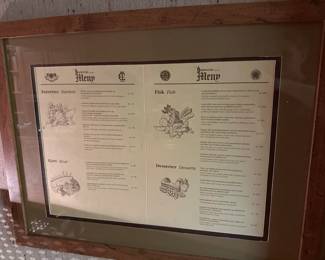 Vintage framed menu