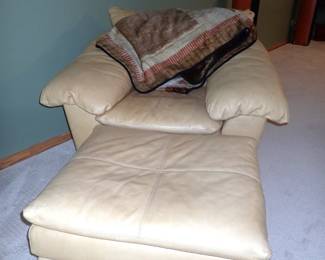LEATHER OVERSIZE CHAIR & OTTOMAN
