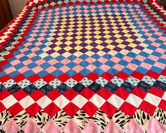 Trip around the world double knot quilt top