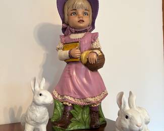 Chalk girl 
Ceramic bunnies 