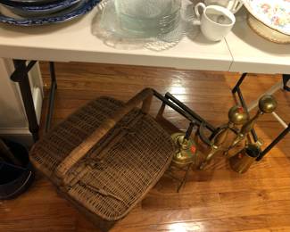 Picnic Baskets & Brass Fireplace Accessories 