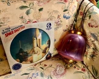 Cranberry Glass Hanging Lamp