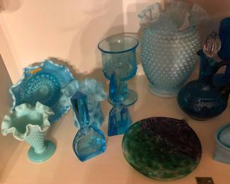 Blue Milk Hobnail Glass