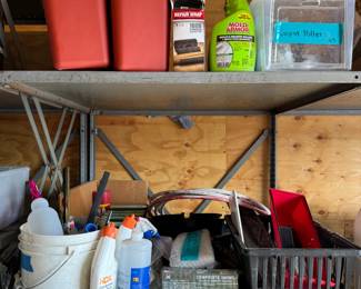 (4) Metal Carpet Pullers, Scraper Blades, Putty Tools - 2) Sharps Containers; (4) Carpet Pullers; Repair Wrap Tape; (2) Mold Armor; (2) Toilet Bowl Cleaner; Throat Sealant Liquid; 7in Steel Floor Scraper Blades; Compact Task Light; Drywall Repair Patch, Chalk Line, putty tools; Paint Scrapers