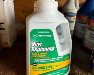 (4) Half Gallons Armstrong New Beginning Extra-Strength Floor Stripper - Designed to remove heavy build-up. For NO-WAX vinyl floors. All appear full.