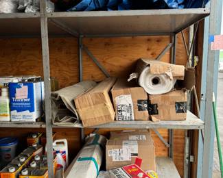 (5) 20' x 100' 4 Mil Plastic Sheeting; (4) 10 x 25 Plastic Sheeting; (3) boxes of 42 Gal 3 Mil Black Trash bags 50 each box; 3ft x 20ft Double Layered Drop Clothes; (2) Blue Tarps
