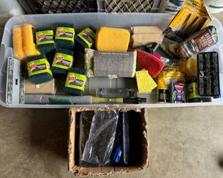Deep cleaning kit - (7) Industrial Strength Scotch-Brite Pads; Assorted Sponges; (4) Soot Sponges; 4-Sided Ultra Soft-Bristle Brush; (6) or more 9in HL Microfiber Hand Frames and more!