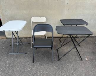 (2) Folding Chairs & (3) Small Folding Tables
