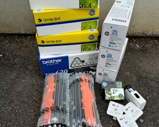 New Assorted Printer Toner & HP Ink - (2) HP LaserJet Black 305x; (2) HP LaserJet 305A Cyan; HP Laserjet 305A Magenta; HP 920XL Black; HP C8734W; HP C8733W; HP C8774W; HP 23; Cartridge World CC531A, CC530A, CC533A; Brother TN-620