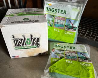 (2) WM Bagster Dumpster 3 CU YD; Case of "insulbag" Attic insulation bags