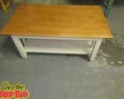 White and Natural Wood Coffee Table