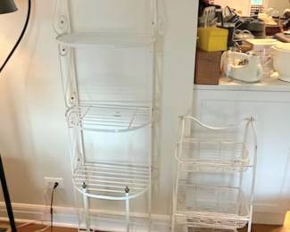 White metal racks