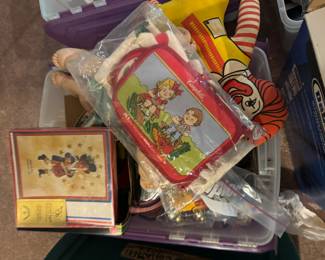 Vintage toys and linens