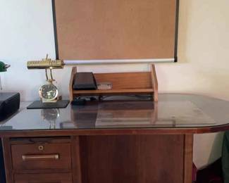 Vintage MCM Wooden Desk Office Essentials 