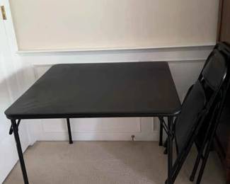 Black Folding Padded Top Card Table 2 Chairs 