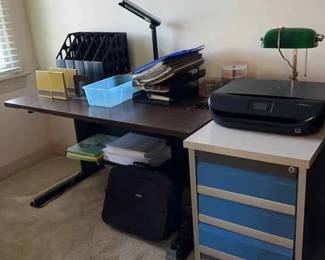 Office Essentials Desk, Metal Cabinet, Printer, Storage  More 