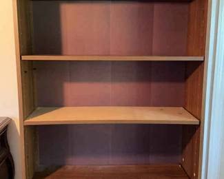 Set Of Two Basic Wood Particle Board Storage Bookshelves 