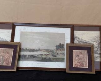 Vintage Variety Of Framed Prints Stewart Penergraft Sketch And Others 