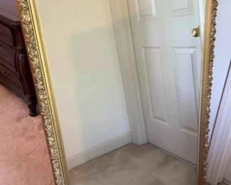 Vintage Heavy Ornate Gold Frame Hanging Mirror 