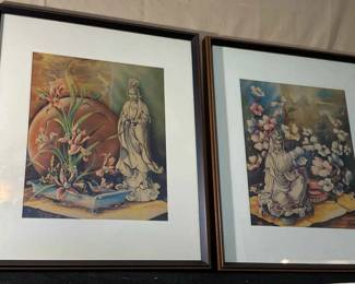 Pair Of Beautiful Oriental Framed Prints 