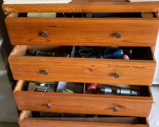 Vintage Tools In Chest Of Drawers 