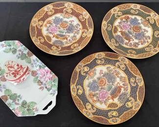 Vintage Andrea Sadek Decoative China Plates, Tray, And Trinket Dish 