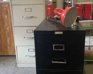 File Cabinets And Desk Lamp.