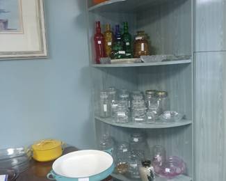 Decorative glassware, jars and vases. Crocks.