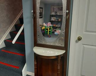 Hall tree, coat rack with mirror