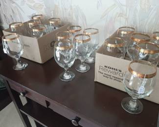 Gold rimmed glassware