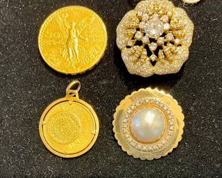 50 & 20 Peso Gold Coins + Diamonds & Pearls
