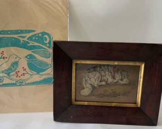 Antique Needlepoint And Print